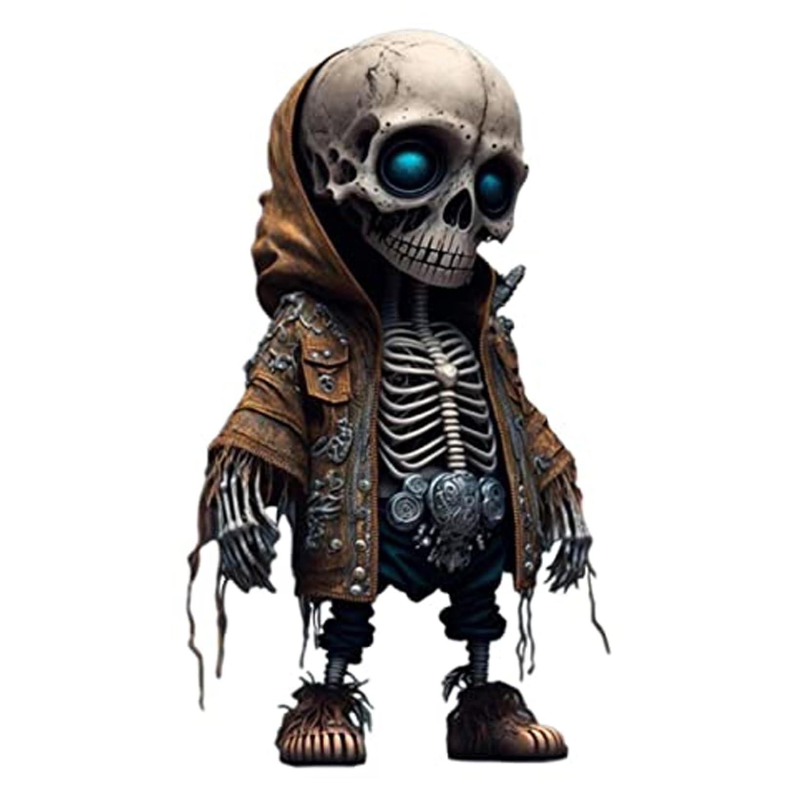 Nukinp Cool Skeleton Figurines Halloween Hoodie Cute Cartoon Gothic Resin Statue Collectible Skull Ornament for Home Party Tabletop Style 2