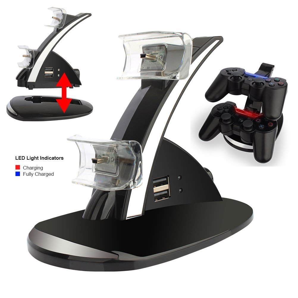 LZH LED Dual USB Controller Charger Charging Stand Station Dock for PS4 Dualshock