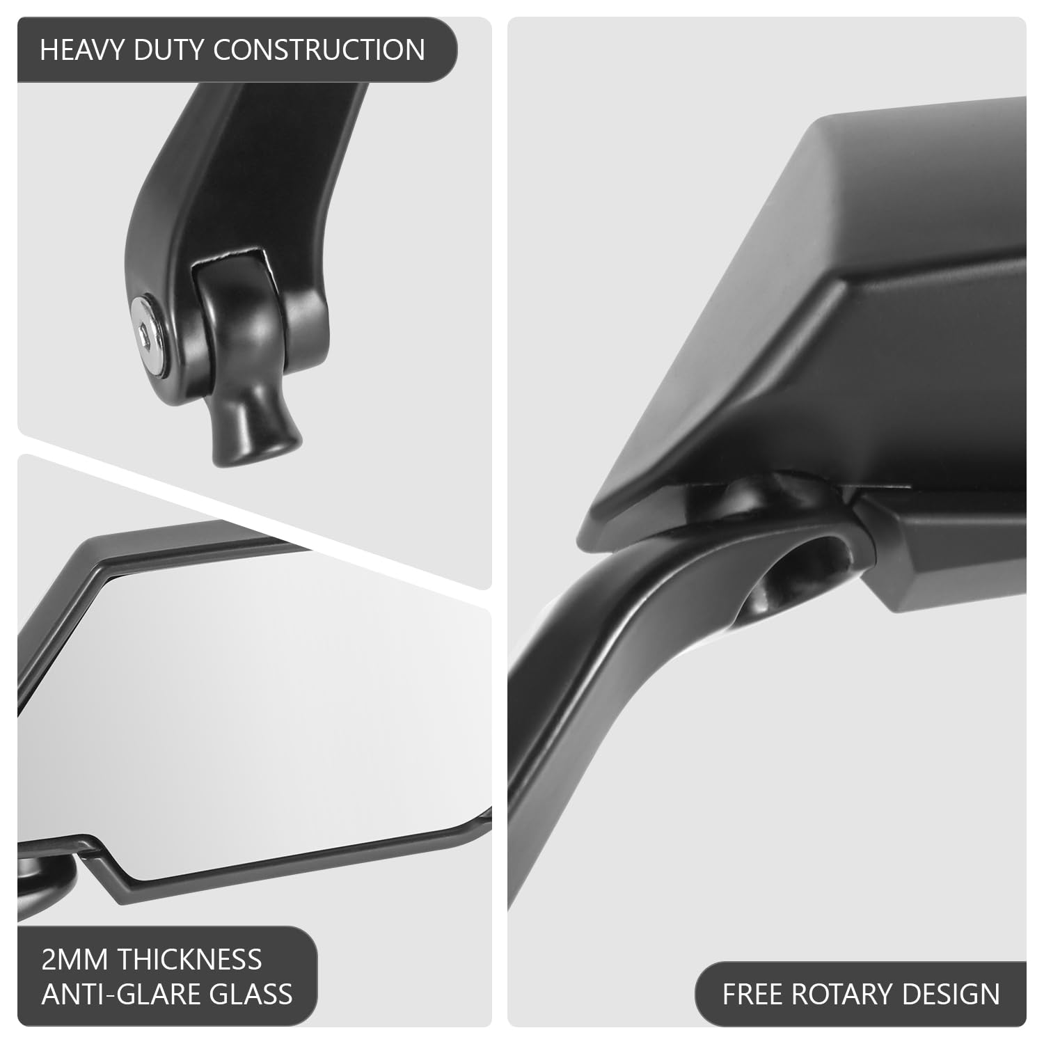 Pair 10mm Chrome Motorcycle Rear View mirrors Long Stem For Honda Suzuki Kawaski