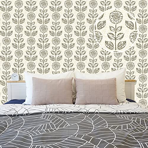 Wudnaye Floral Peel And Stick Wallpaper Vintage Floral Decorative Wall Paper 17.7 Inch × 118 Inch Tulip Self Adhesive Removable Wallpaper Floral Contact Paper Retro Farmhouse Flower Wallpaper Vinyl #TOP7
