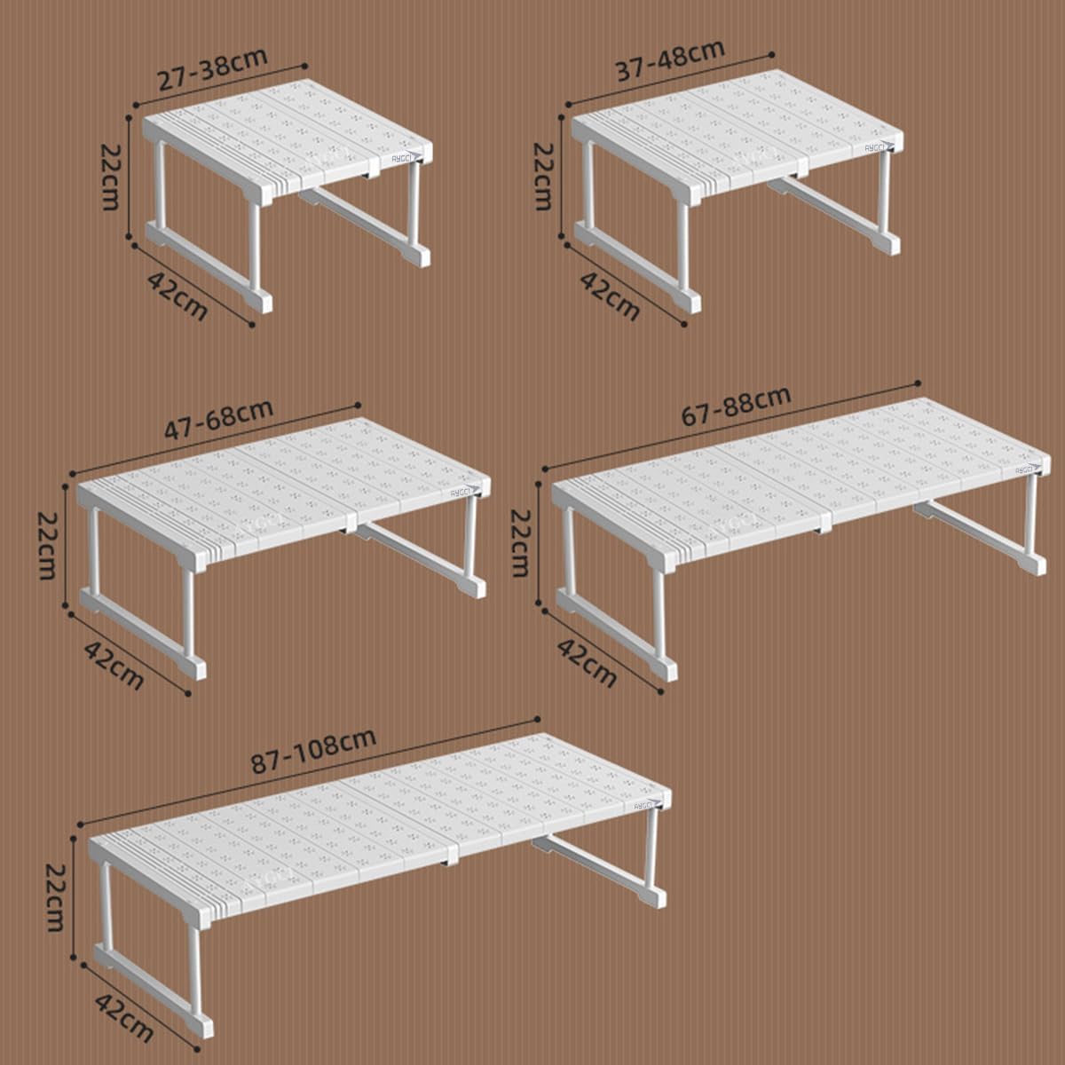 Mensole per Armadio Interno Estensibili Regolabili – Ripiani Salvaspazio Senza Fori per Cucina, Bagno, Camera da Letto – Organizer Multifunzione (Bianco,67-88 * 42 * 22)