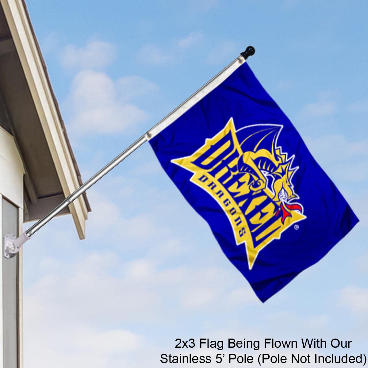 Drexel Dragons 2x3 Foot Flag - College Team Banner, Double Sided Polyester With Grommets - View #3