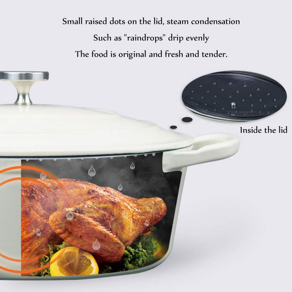 Pentola Piccola, Pentola In Ghisa Con Coperchio, Pentola In Ghisa Smaltata, Forno Olandese Con Coperchio Pentola Ovale In Ghisa Da 28 Cm Casseruola Smaltata Multifunzionale Frittura Antiaderente Rosa