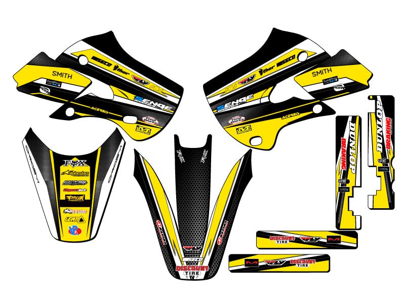 All Years RM 65 Vigor Yellow Senge Graphics Base Kit Compatible with Suzuki