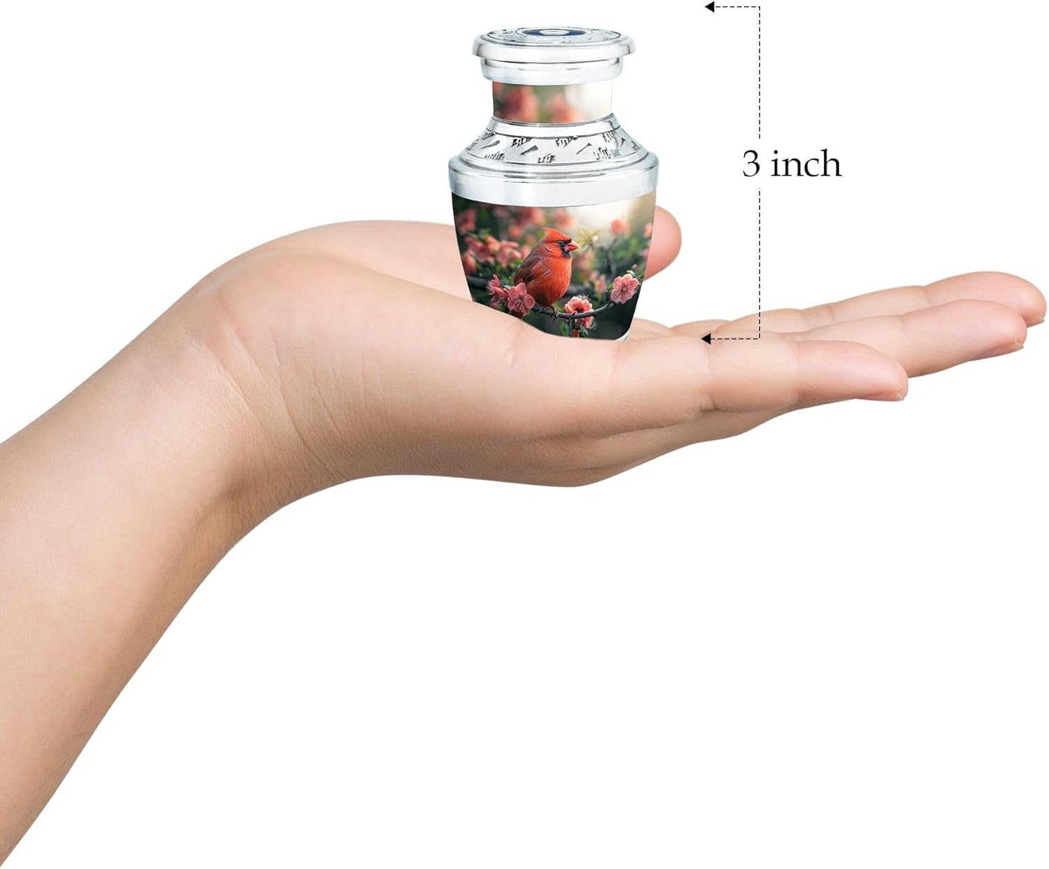 Cardinal Urn Small - Keepsake Urn - Burial Urns for Human Ashes Adult Male - Human Urns for Ashes - Ashes Holder (3 inch Pack of 4)
