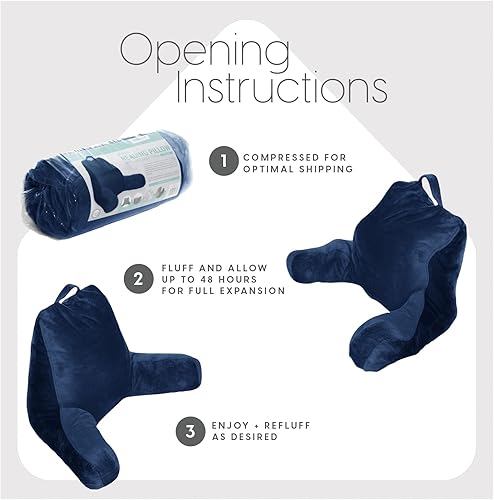 Vista 31 de Milliard CertiPUR - Almohada de lectura con brazos, color negro, acogedora almohada trasera de espuma viscoelástica triturada para cama sentada