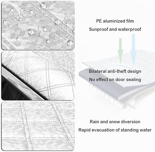 Miniatura 5 de Película de aluminio para parabrisas de automóvil con cubierta de espejo retrovisor, cubierta de parabrisas delantero grueso de 4 capas para hielo y