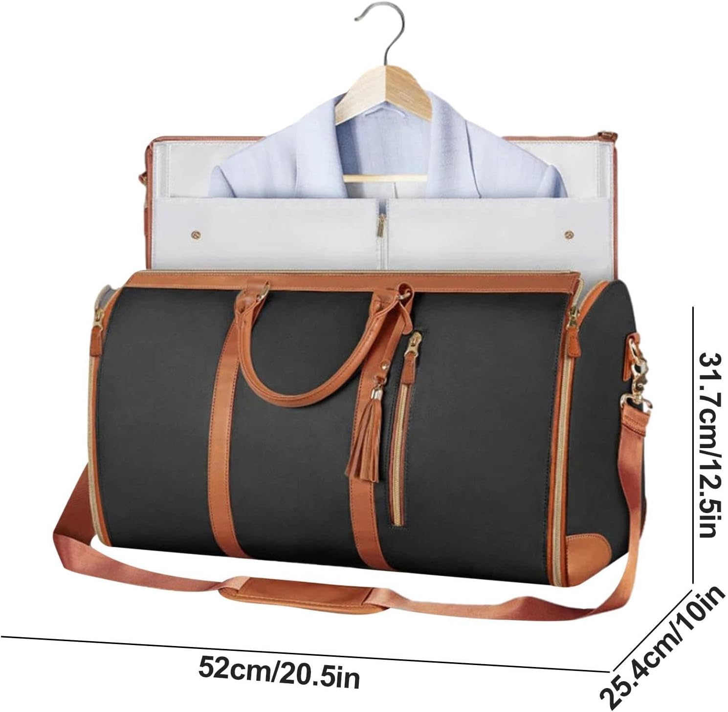 Garment Bag for Travel,Convertible Carry On Garment Bags for Women,Folding Suit Luggage,Bolsas Impermeables para Ropa,Bolsa Viaje Grande De Cuero De PU, con Bolsa para Zapatos, para Mujeres/Hombres