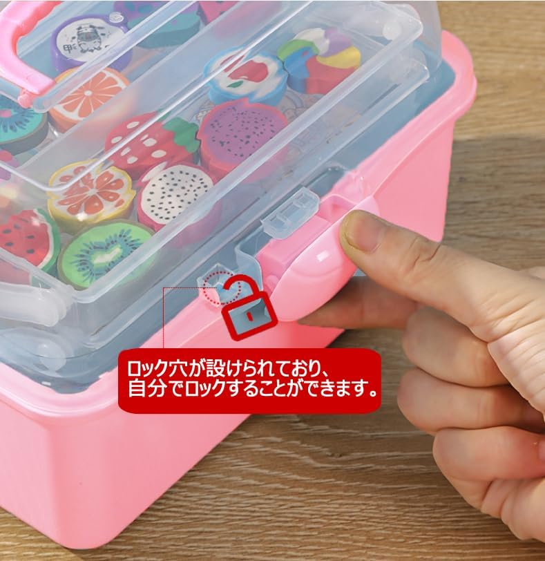 ヘアゴム ヘアクリップ 女の子 プレゼント ヘアアクセサリー ヘアピン 女の子向け 髪飾り ヘアゴムセット 子供 収納ボックス キッズヘアアクセサリー 収納ケース 小学生 カラフル かわいい 誕生日 ギフト (ピンク)