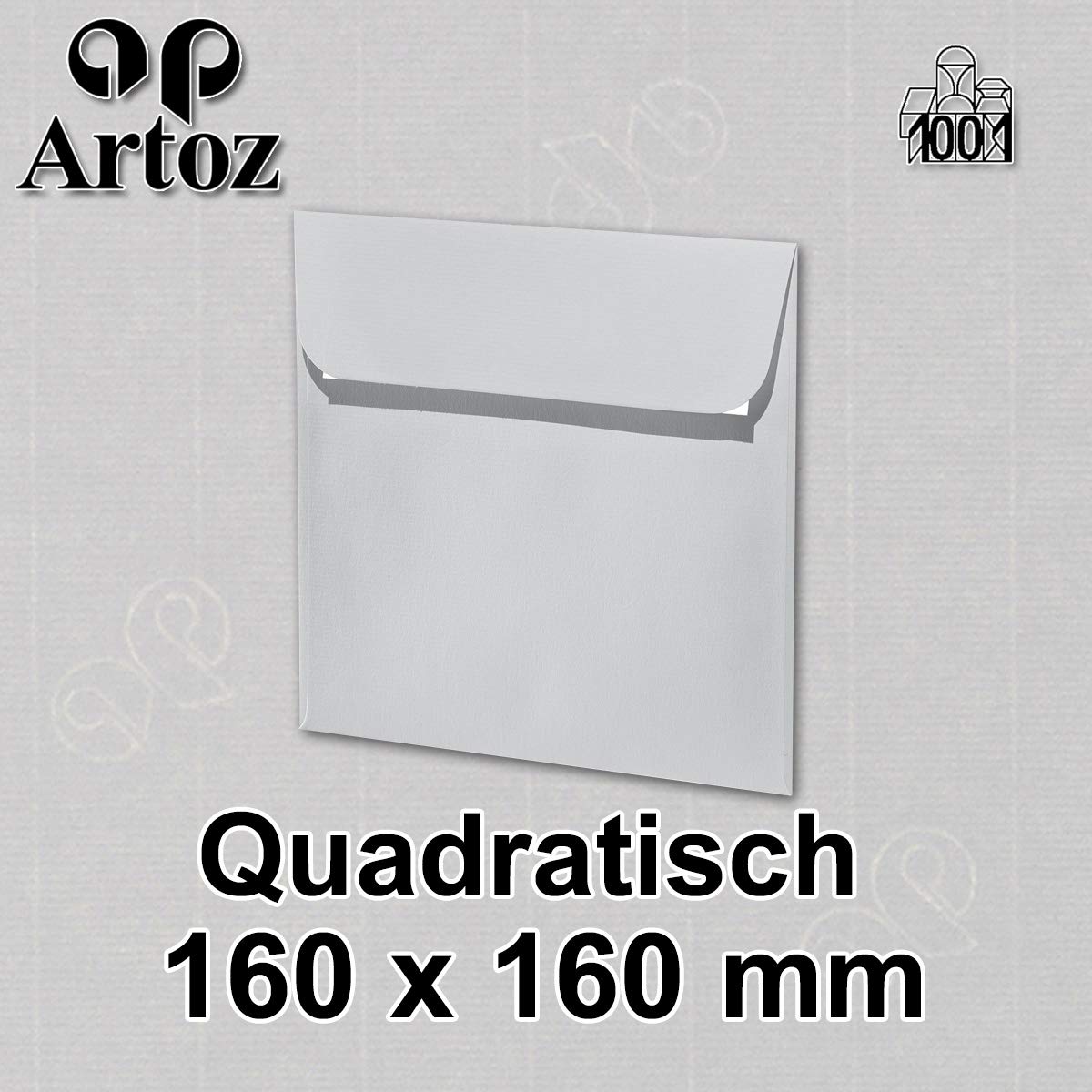 ARTOZ 200 x kwadratowych kopert jasnoszarych (szare) 100 g/m² – 16 x 16 cm – koperta bez okienka – koperty z klejem