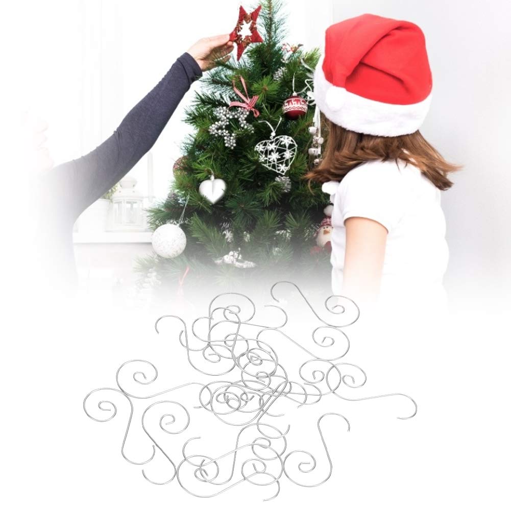 Mini Christmas Ornaments Hooks, 60pcs/Pack Multi-Purpose Toys Tree Metal S Shape Hooks Ornament Hangers Christmas Tree Holder Decoration (Silver)
