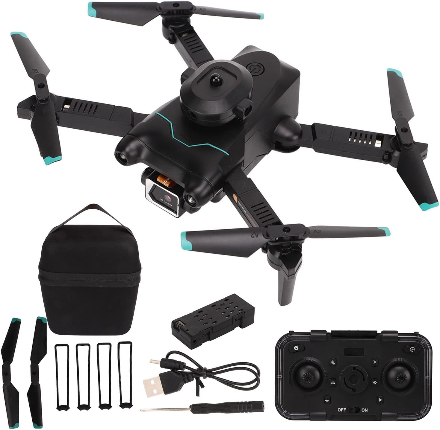 S96 RC Drone, 4K HD FPV Camera Foldable Drones for Adults, RC Quadcopter Altitude Hold, Headless Mode, One Key Back, Optical Hover Mini Drone with Obstacle Avoidance (Dual