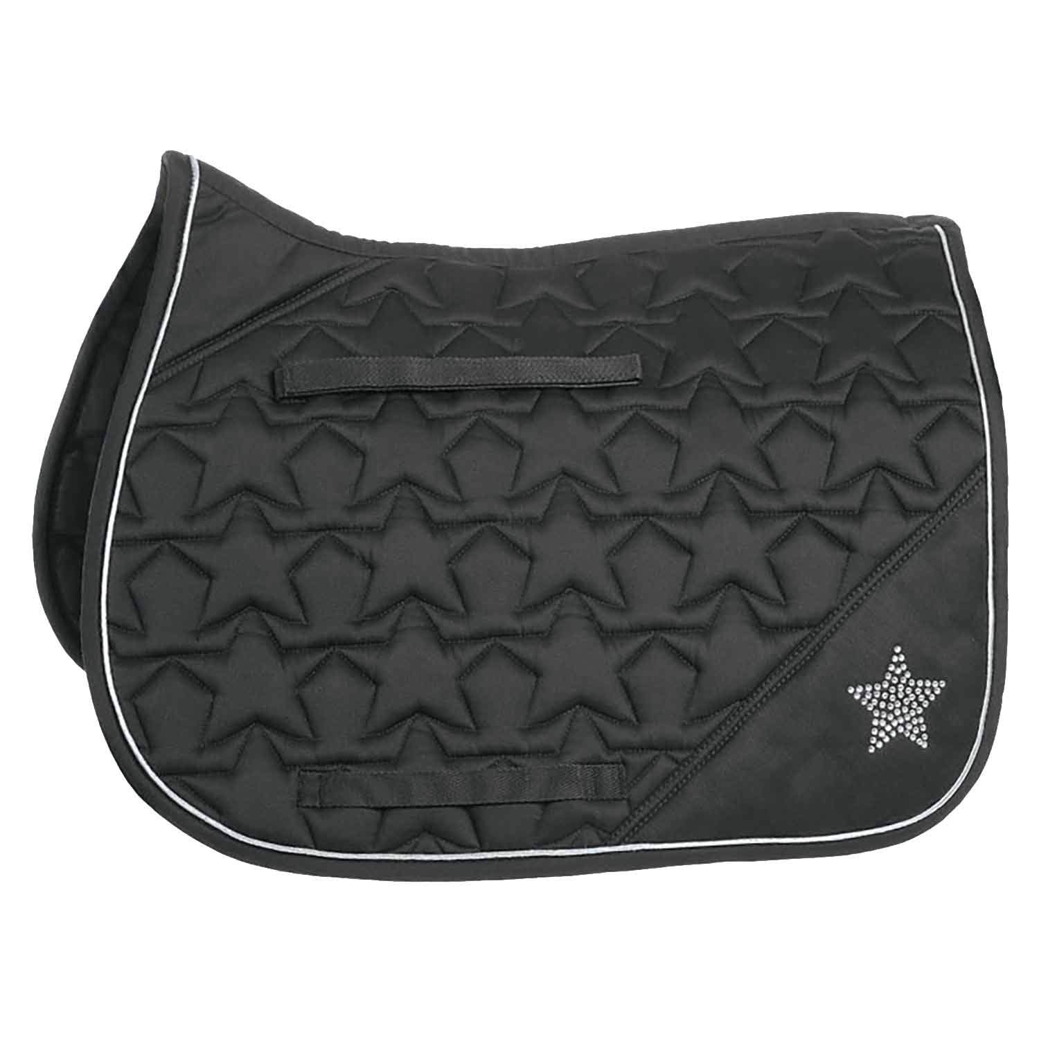 HySPEED Diamante All Purpose Saddle Cloth - Black/Silver Binding - Pony