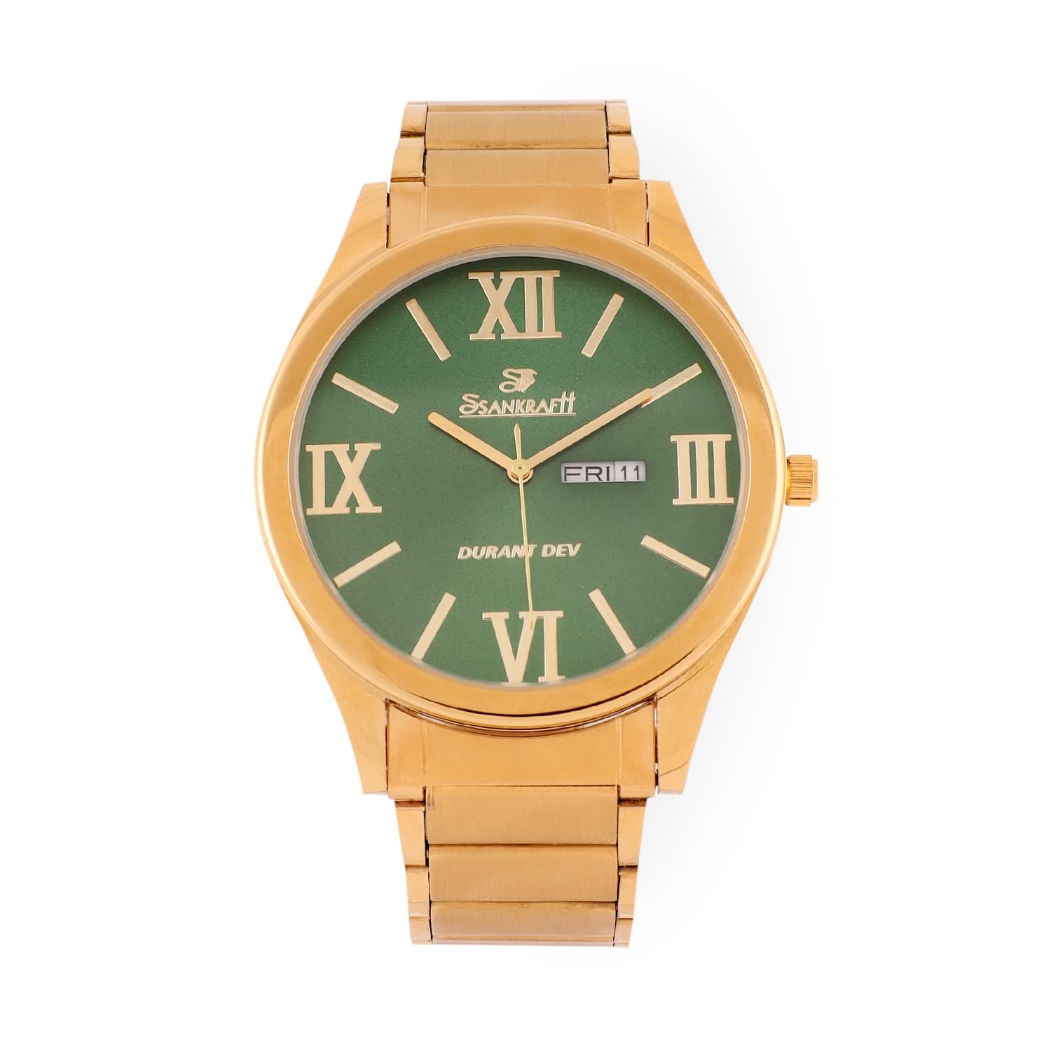 Men's Astro Watch, 43mm Large Dial with Day-Date Display, Large Roman Numerals, Golden Stainless Steel Chain-image-10