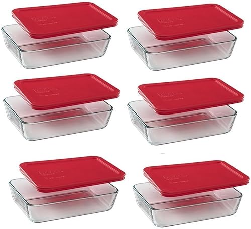 Pyrex - Juego de 3 recipientes rectangulares de vidrio para almacenar alimentos