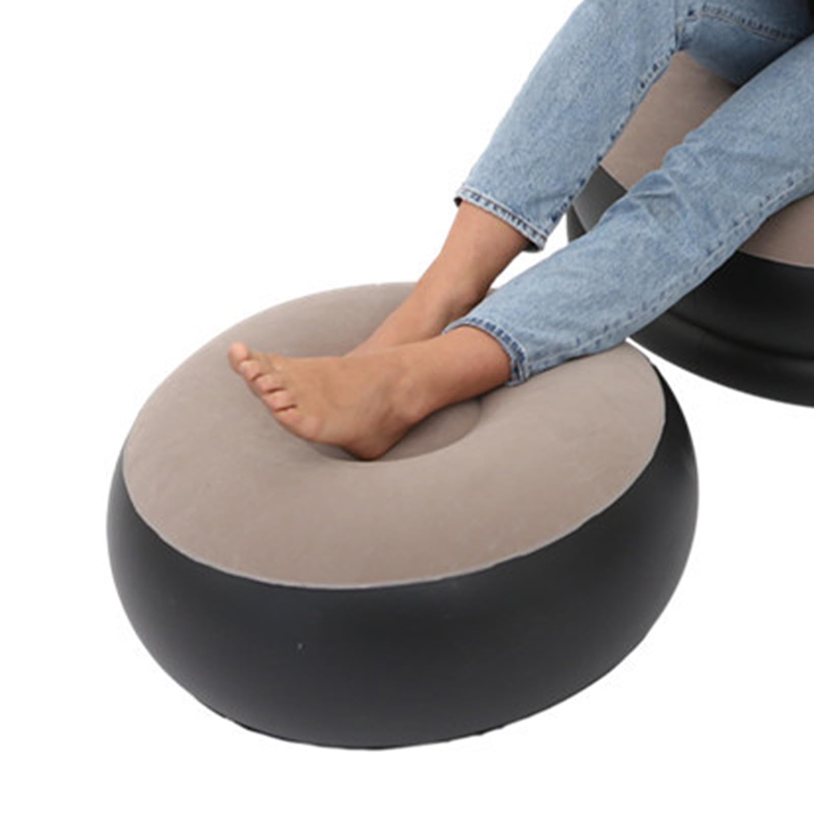Sedia Gonfiabile Air Chaise Lounge con Pouf per Giochi da Campeggio, Pausa Pranzo e Feste in Giardino - Goditi il Sole (Caffè)