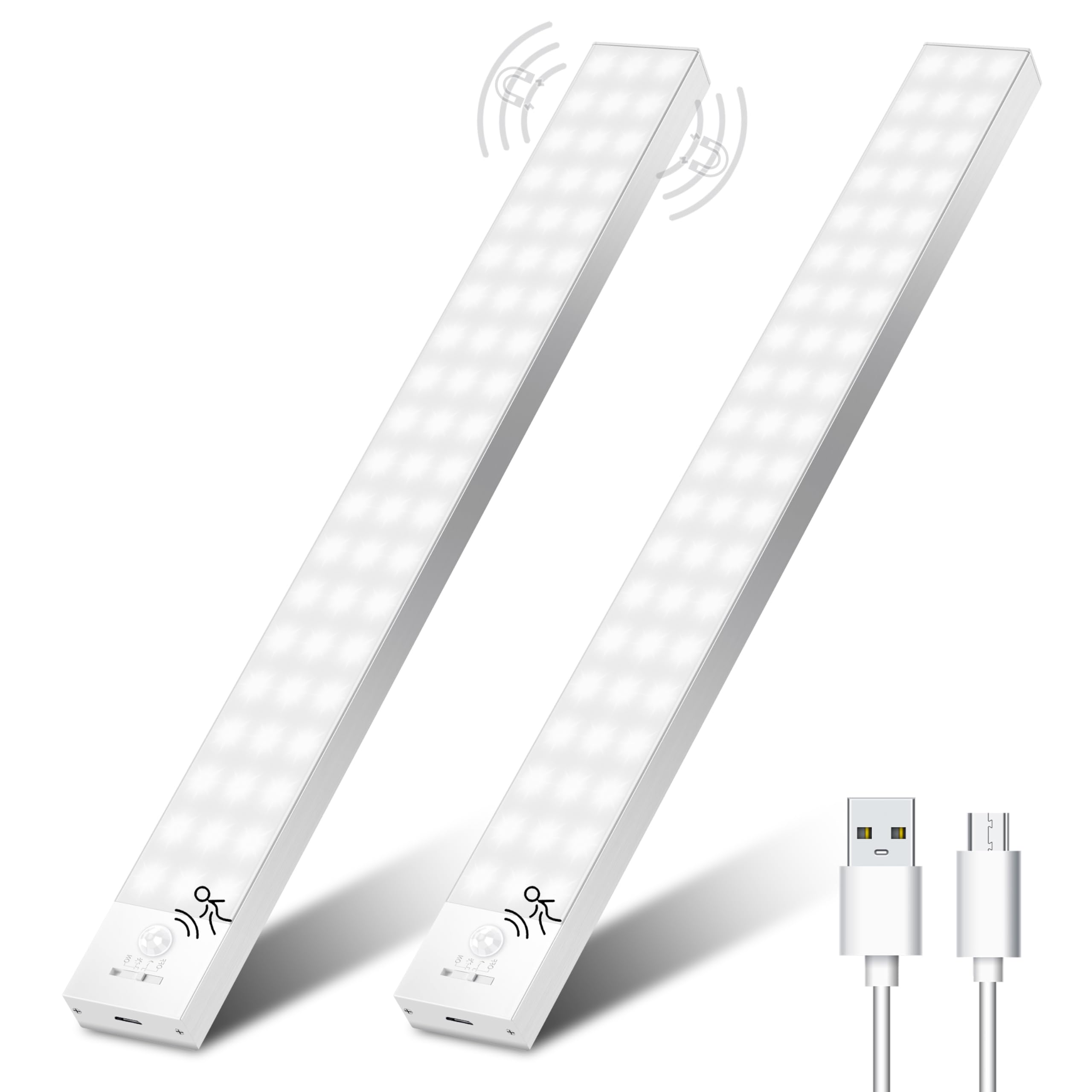 Ylatoial Luce Armadio LED con Sensore di Movimento, 4 Modalità Luce Sottopensile Cucina, USB Lampada LED Ricaricabile, Senza Fili Luci Notturna per Armadio Cucina Scale Corridoio Garage