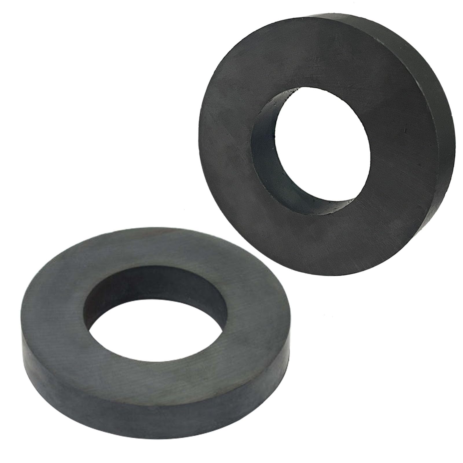 Large Ferrite Ring Magnets, Grade 8 Heavy Duty Round Magnets with Hole in Center,Big Ceramic Ring Magnet for Crafts,Science,Industry,School,DIY,OD2.35 x ID1.25 x 10mm - 2Pcs