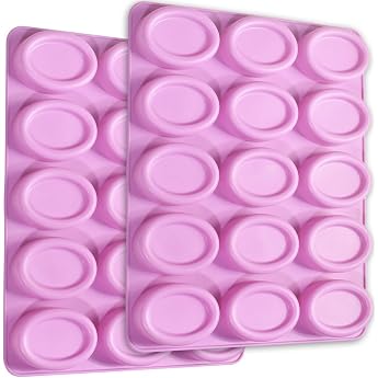 Newk Oval Silicone Mold 2 Packs 15 Cavity Non-Stick Silicone Molds for Cake Pops Soap Chocolate Cookies Bath Bombs Cheesecake