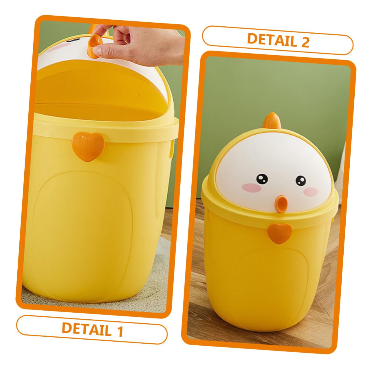 PRETYZOOM Cute Chick Trash Can Lid Decorative Waste Bin for Home Office Odor-Blocking Design Versatile Storage Container for Bedrooms and Nurseries