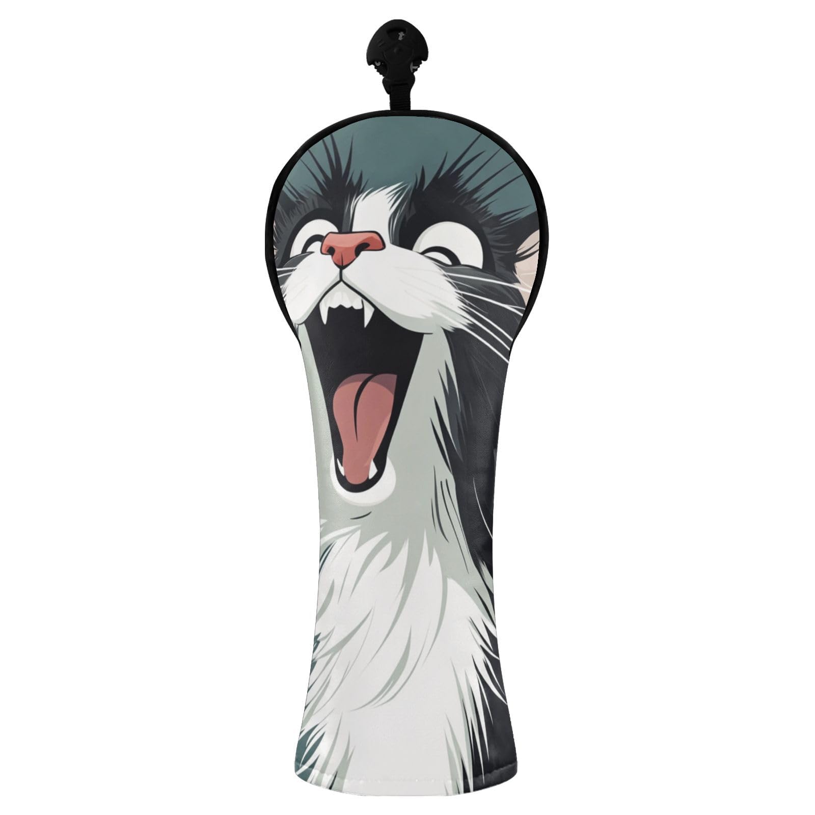 Cartoon Cute White Fried Fur Cat Golf Head Cover Set Premium Leather Headcovers with Number Tag for Driver Golf Driver — image 1