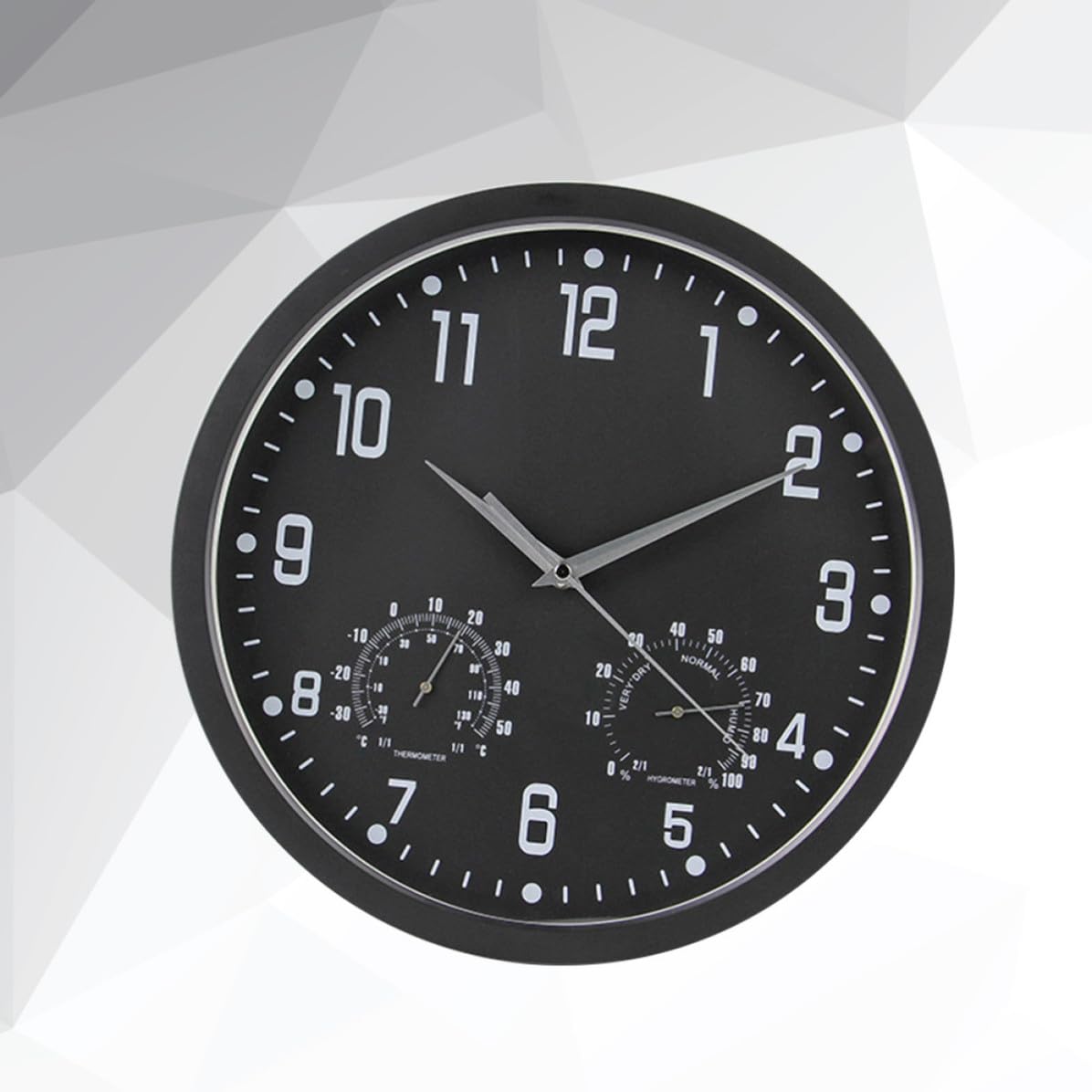 Reloj de Pared Diseño Redondo en Abs y PVC Silencioso de 14 Pulgadas Medidor de Temperatura y Humedad Números Grandes para Fácil Lectura en Sala