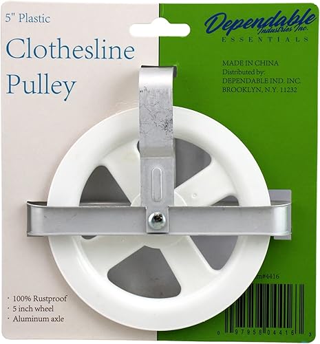 Miniatura 3 de Polea de tendedero resistente a la intemperie de 5 pulgadas con rueda de plástico duradera y eje de aluminio, a prueba de óxido, ranura profunda