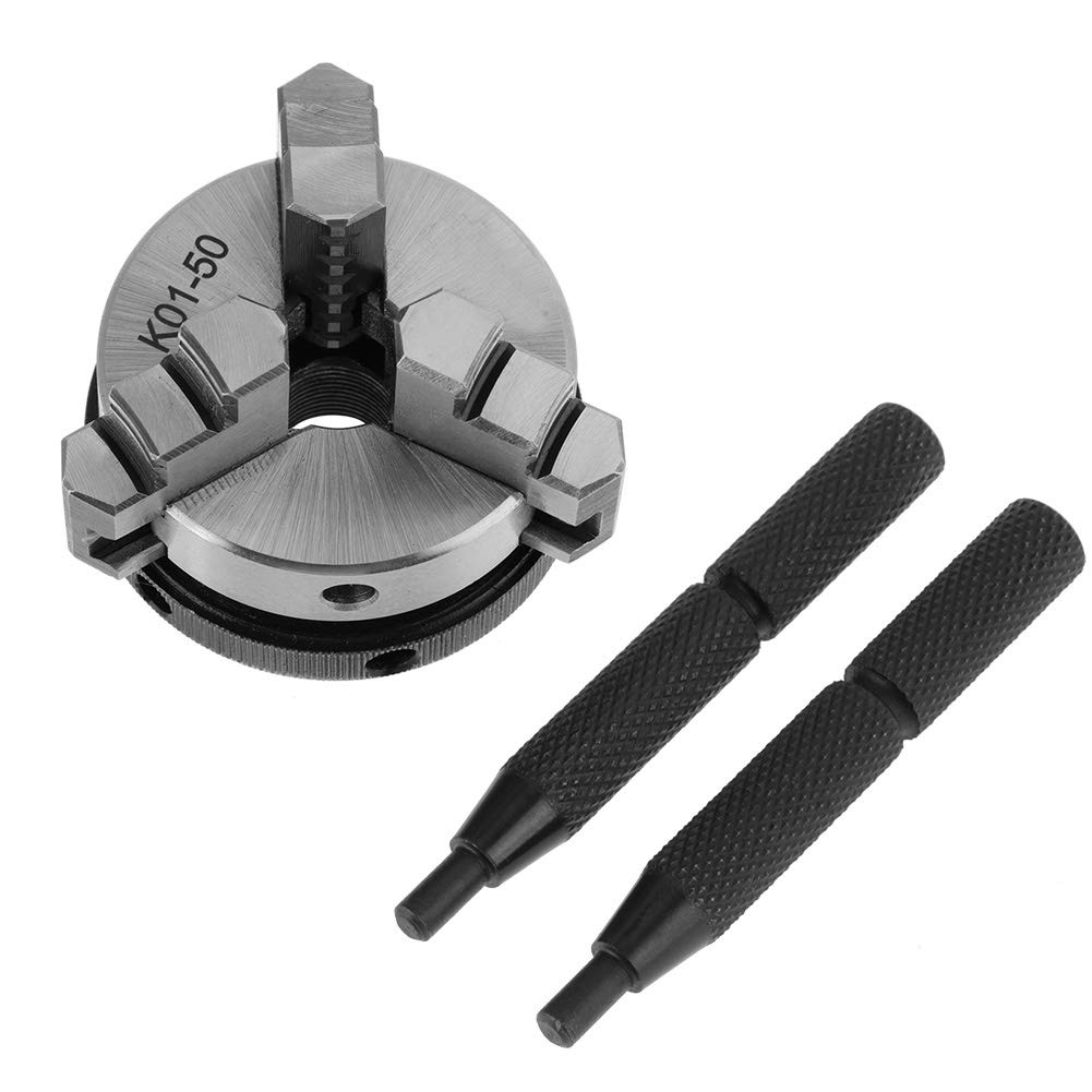 K01-50 Portabrocas de Torno de 2 Mini 3 Mordazas Portabrocas Giratorio Manual Autocentrante M14-1 Rosca