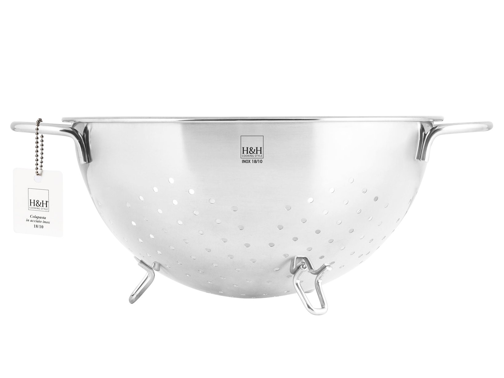 H&H 4013 Colapasta Inox Cm24 Utensili da Cucina, Acciaio Inossidabile
