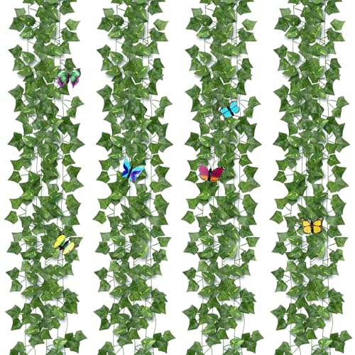 BELICOO 158 FT Fake Ivy Vines 16 Pack Artificial Ivy Garlands with 4 Pack Fake Pothos Artificial Hanging Plants Green Leaves for Indoors Outdoor Garden Wedding Party Patio Wall Room Decor (20)