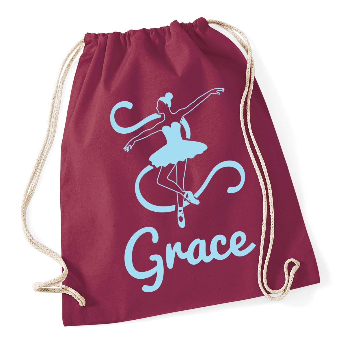 Hippowarehouse (Personalised Ballerina Your Name Ballet Dancer Drawstring Cotton School Gym Bag 37cm x 46cm, 12 litres