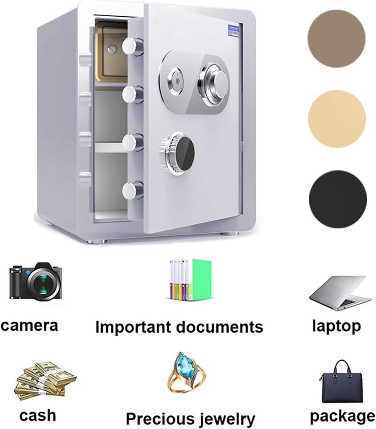 Compact Fire-Resistant Steel Wall-Mounted Safe, Anti-Theft Design for Home & Commercial Use