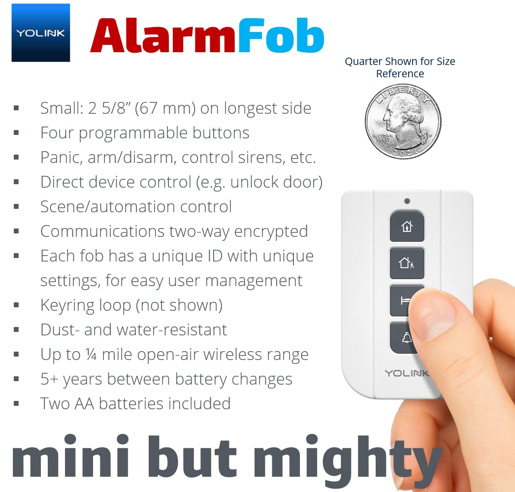 YoLink Home Security System, Wireless Smart DIY Alarmanlage mit App/E-Mail/Begrenzter SMS Alarm, 5-teiliges Kit (Lautsprecher-Hub, Türfenstersensor, Bewegungsmelder, AlarmFob), 2,4 GHz WLAN
