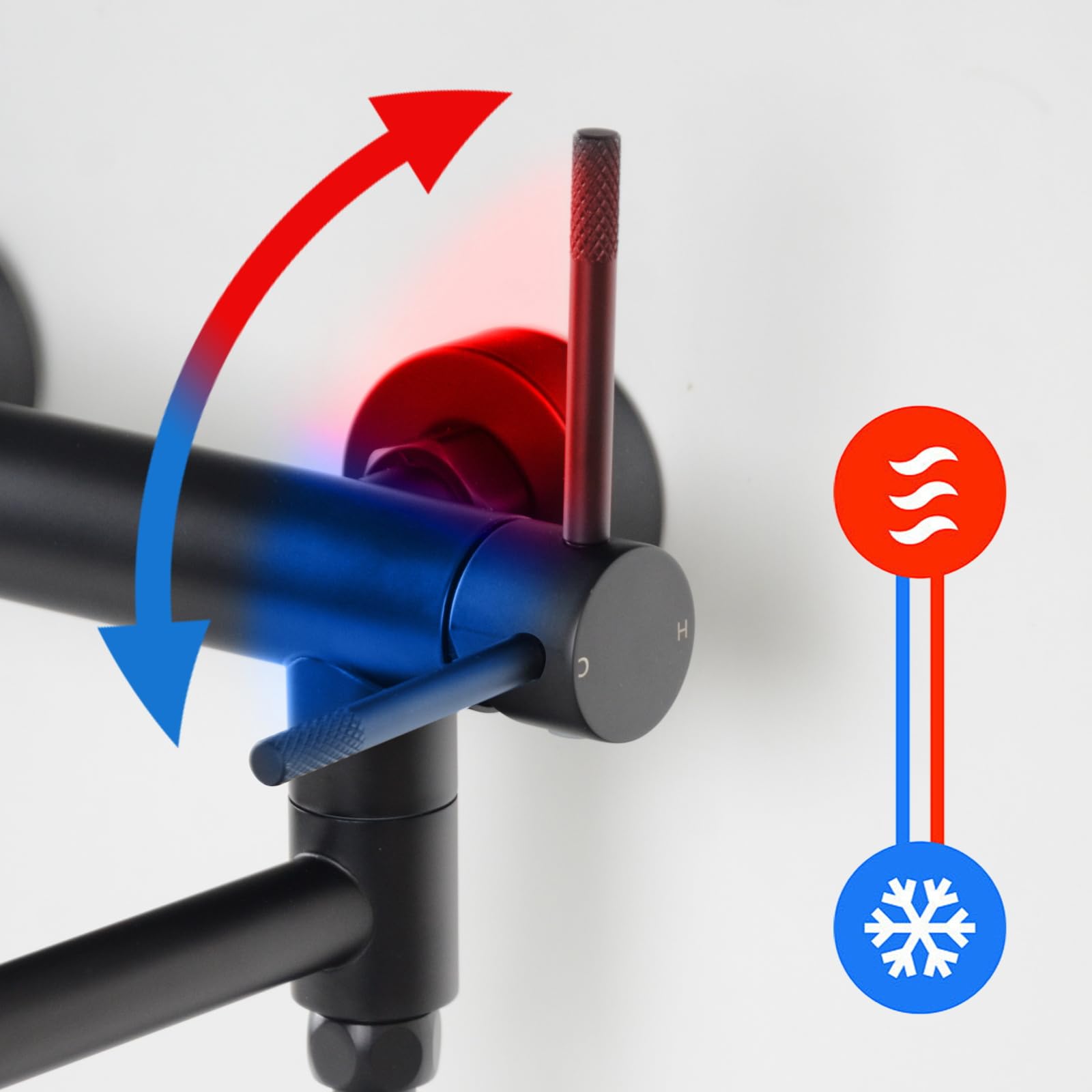 PHASAT Rubinetto Vasca da Bagno con Doccetta, Miscelatore Monocomando Doccia Esterno con Doccetta, Rubinetto a Parete Bagno Bocca girevole a 90°, Nero PTBB27E