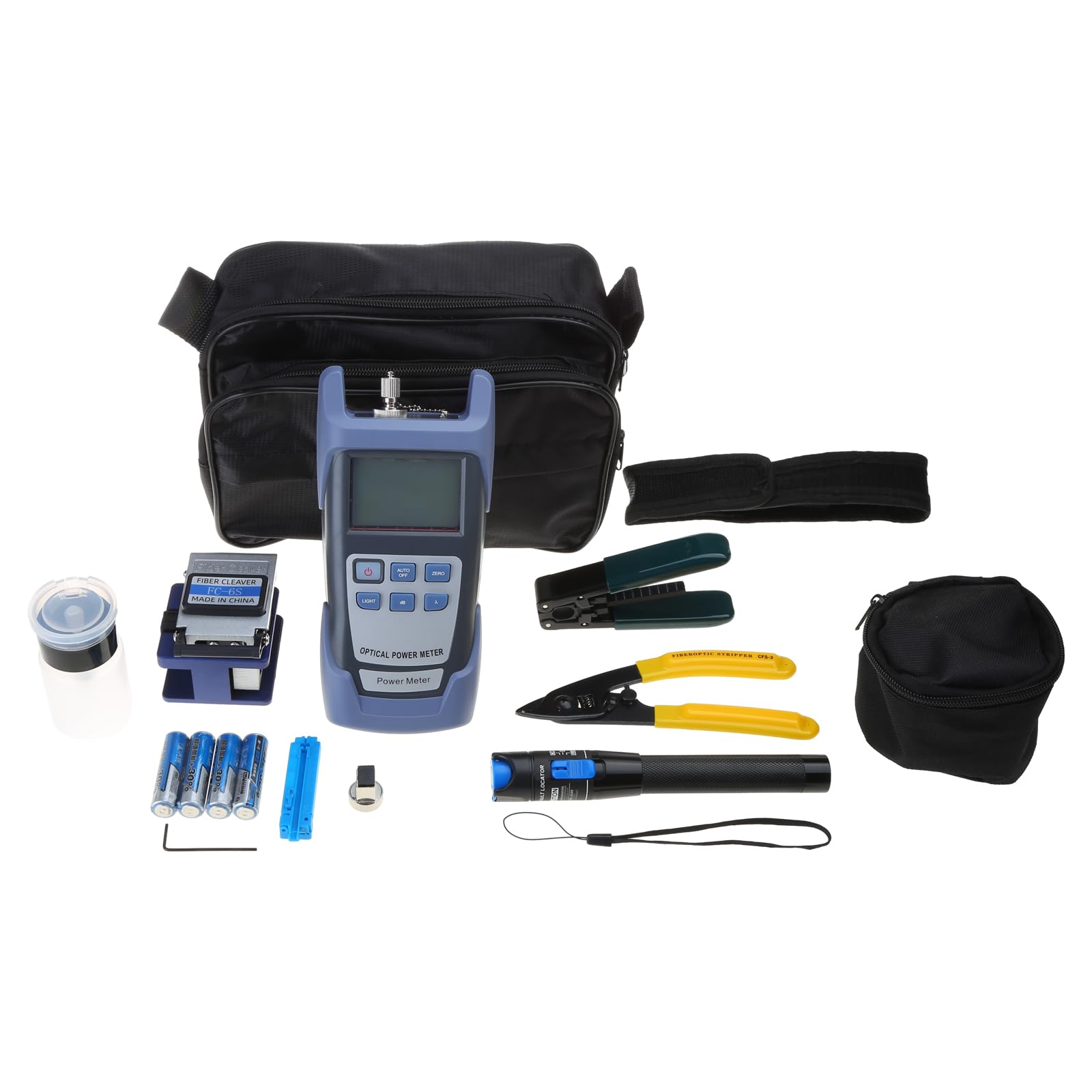 Kit d'outils professionnel en fibre optique avec couperet à fibre optique FC-6S - Compteur de puissance optique utile pour dénuder les câbles en fibre optique - Outil de connexion à froid