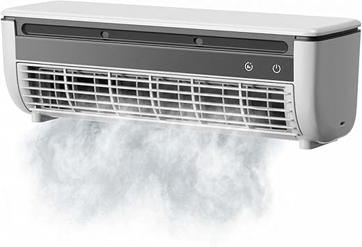 Small Portable Air Conditioner Fan, Wall Mount Air Conditioner No Drilling Ductless Mini Split AC Alternative, 6000mAh Battery Ice Mist Cooler for RV Garage Bedroom IndoorWhite