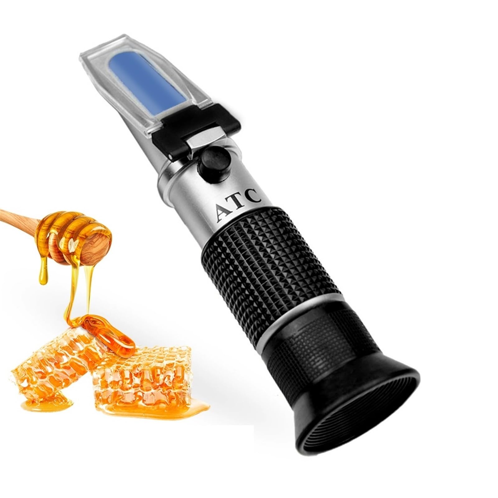 Kogedss One Color Refractometer, 3 In 1 Handheld Honey Refractometer Moisture Baume Scale Range 58-90% Sugar Refraction Tester