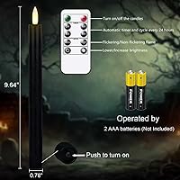 Vista 6 de GenSwin Velas cónicas negras sin llama parpadeantes con control remoto de 10 teclas, funciona con pilas, velas LED cálidas con mecha 3D