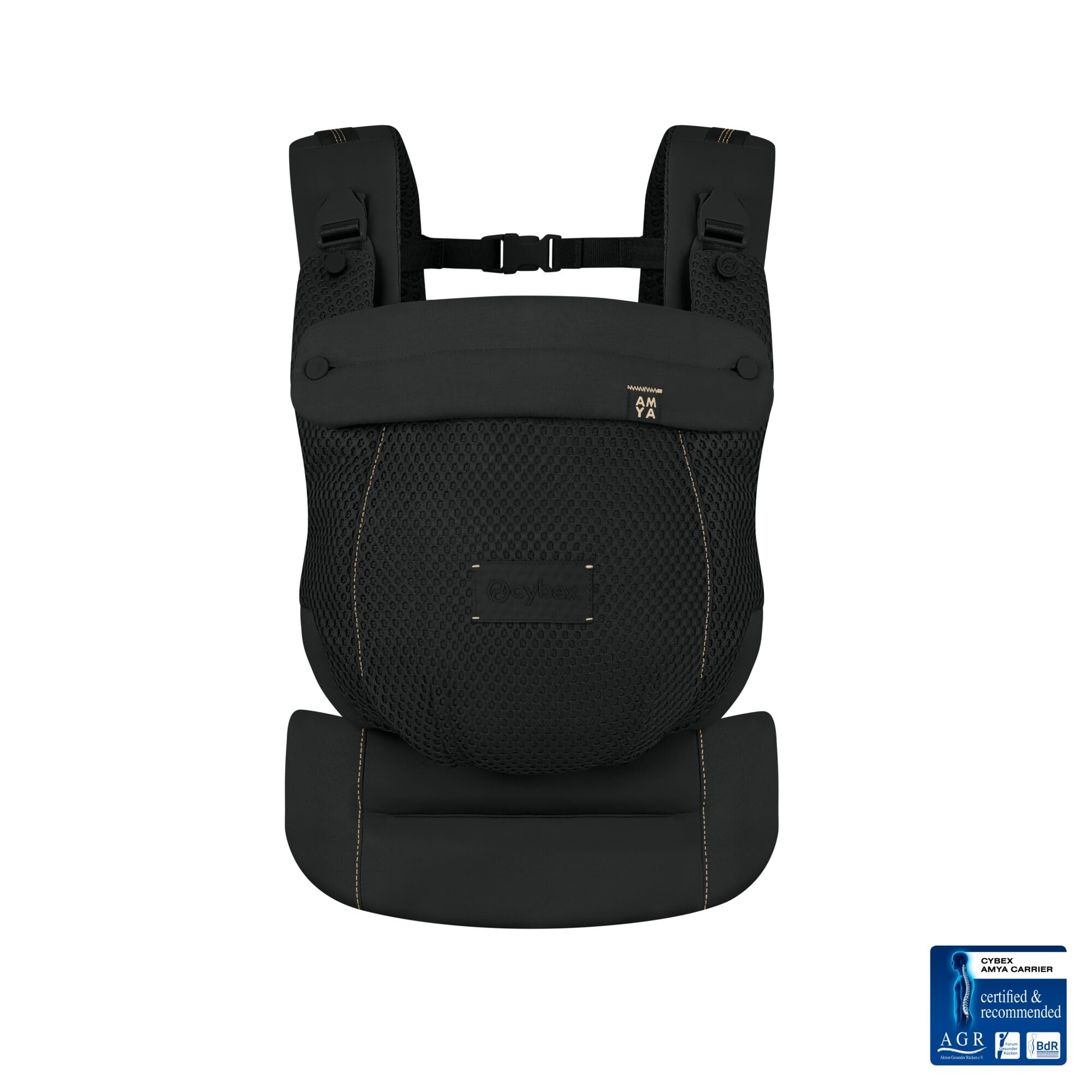 CYBEX Gold AMYA Marsupio, Dalla Nascita Fino a Circa 3 Anni, Peso del Bambino da Min. 3,2 kg a Max. 15 kg, Peso Proprio 760 g, Struttura Autoadattabile, Tessuto Traspirante, Magic Black