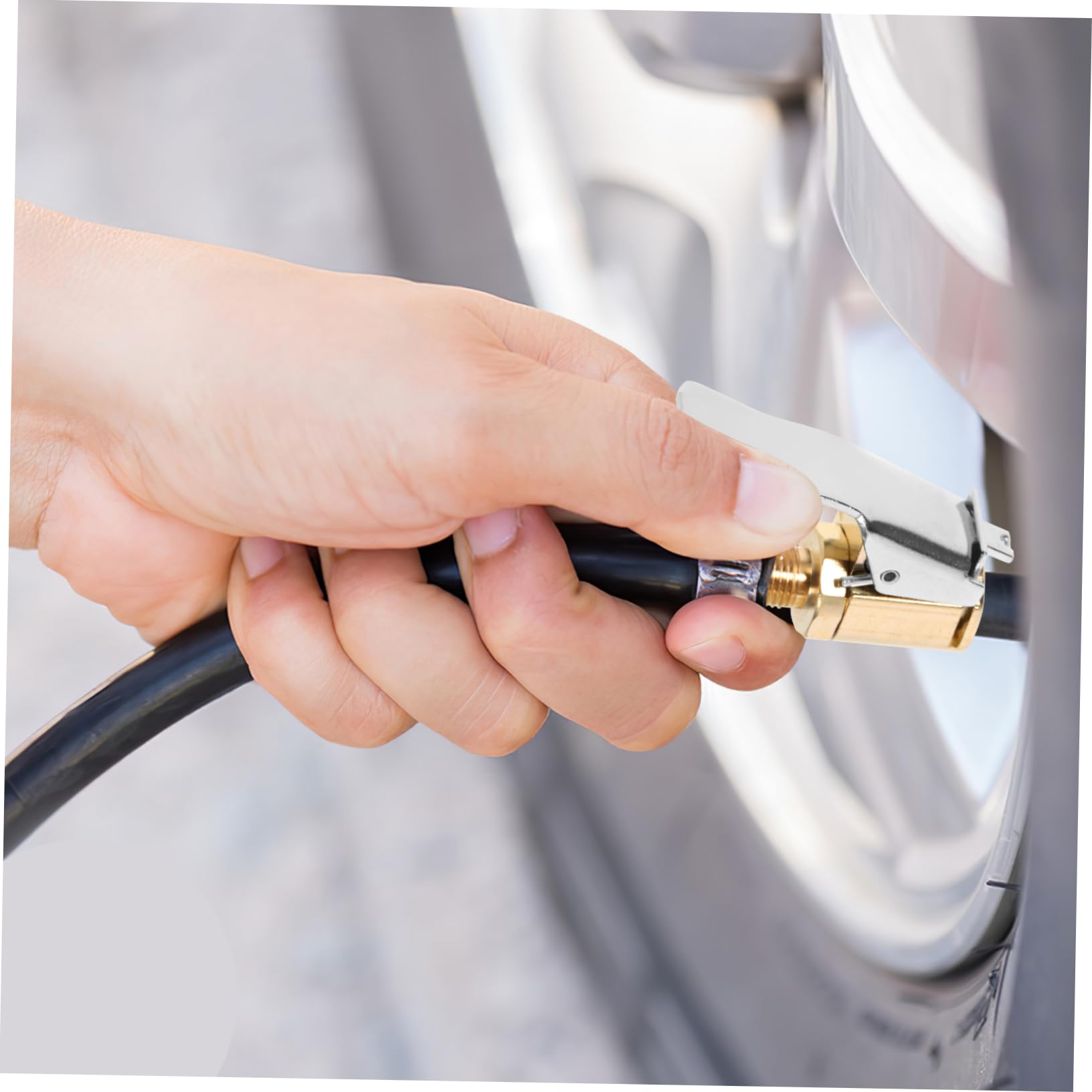 Adaptateur De Valve Pour Gonflage Pneus - Clip Auto-bloquant, Argenté | Pour Pompe à Air, Voiture, Vélo