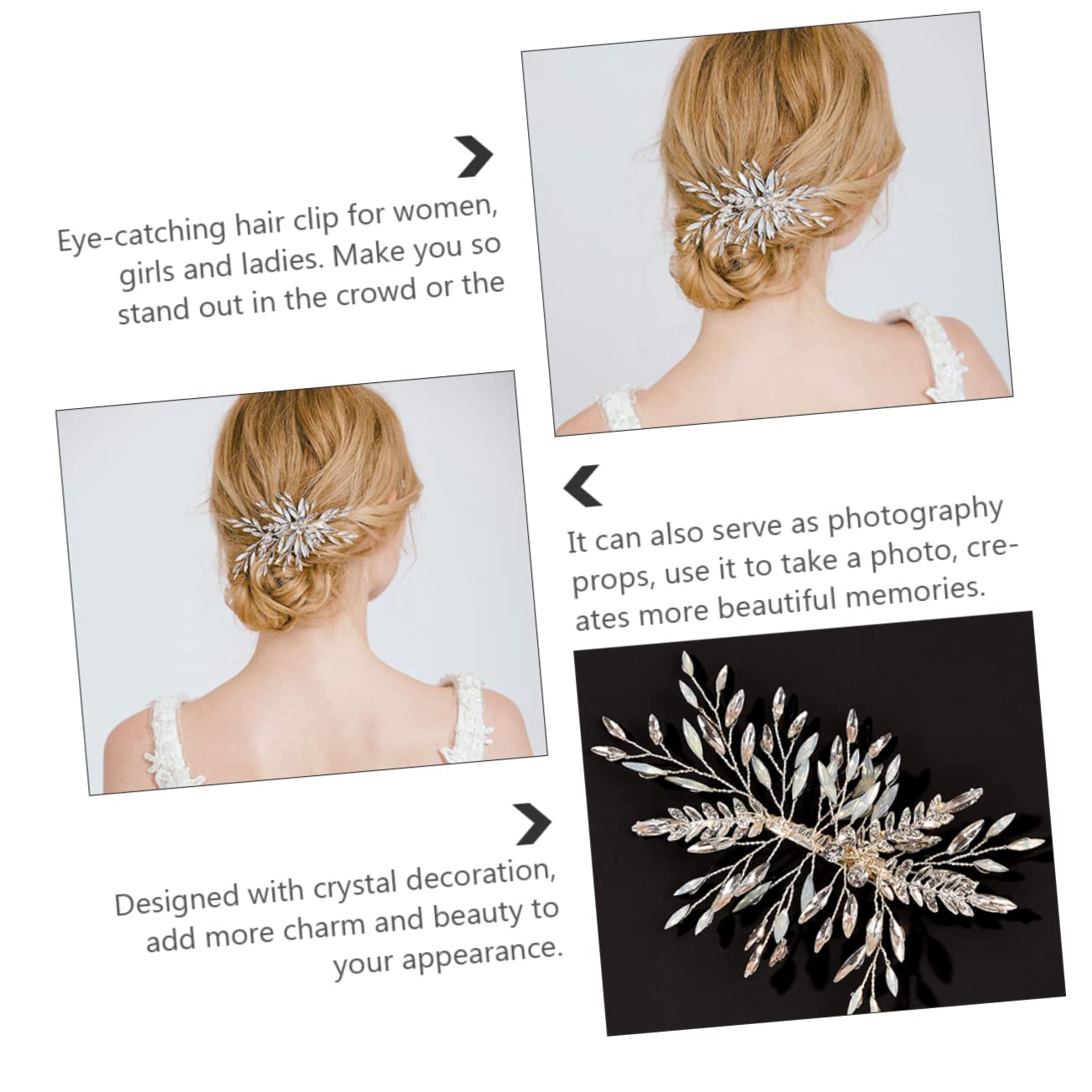 Healeved 3piezas Clip Para Cabello De Strass Forma De Accesorio Nupcial Elegante Para Bodas y Fiestas Para Mujeres y Niñas Diseño Ligero y Cómodo