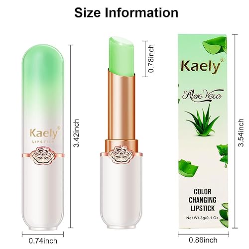 Miniatura 6 de Kaely Bálsamo labial teñido de aloe, juego de maquillaje que cambia de color de lápiz labial PH, brillo de tinte de labios rosa claro, labios