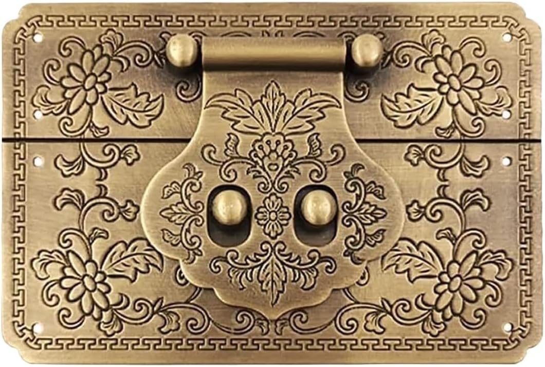 Brass Hasp for Chests Antique Hasp for Cabinets Bronze Hasp for Wooden Boxes Vintage Decorative Jewelry Box Latch, Bronze Finish, Heavy Duty Hinge for Wooden Boxes, Cabinets, Chests 12cm X 9cm