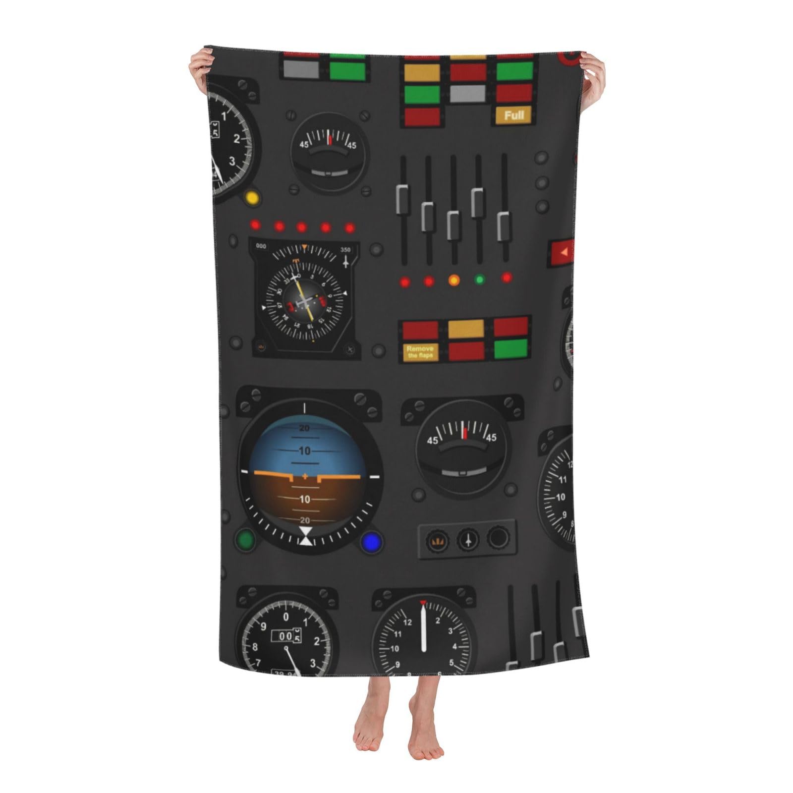 LSRCPD Beach Towel Airplane Instrument Panel Microfiber Beach Towels Blanket Oversized Tropical Big Extra Large XL Pool Towels Quick Dry Sandproof for Women Girls Kids