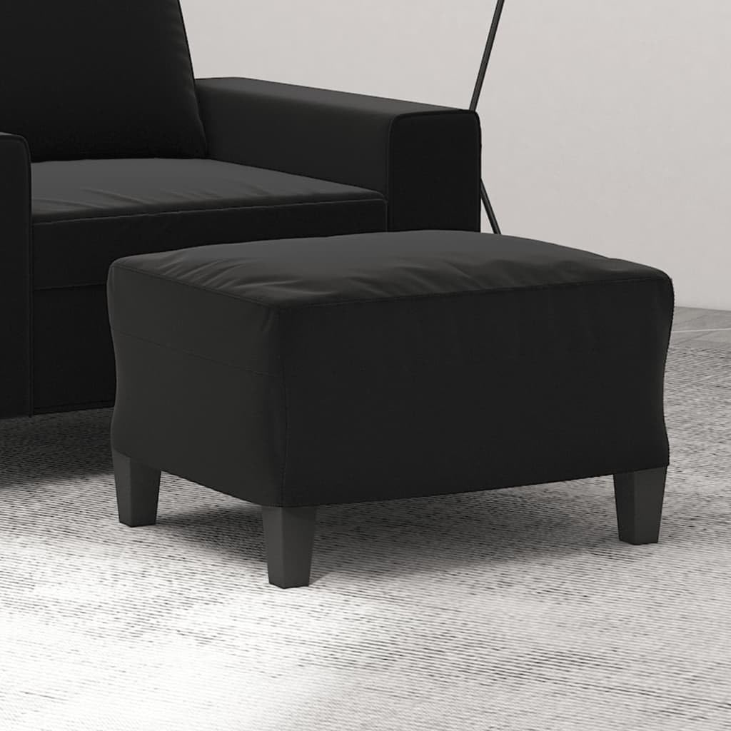 Fußhocker Schwarz 60x50x41 cm, bequemer Mikrofaser Polsterhocker mit stabilem Sperrholzrahmen, vielseitige Ottomane für Wohnzimmer und Schlafzimmer