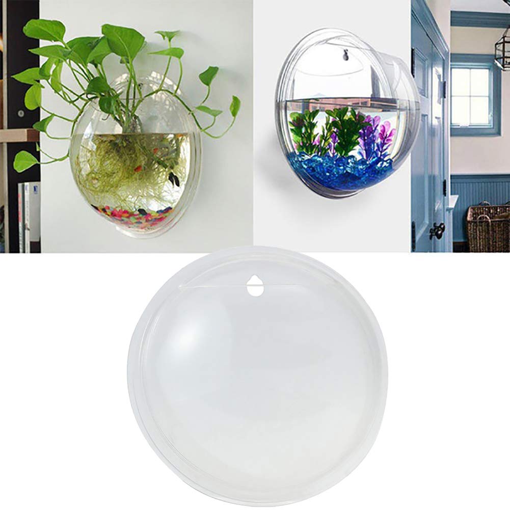 uyhghjhb Wall Hanging Fish Tank, Acrylic Round Wall Mounted Hanging Fish Bowl Aquarium Tank Gold Fish and Beta Fish Plant Vase Home Decoration Pot Transparent 15cm