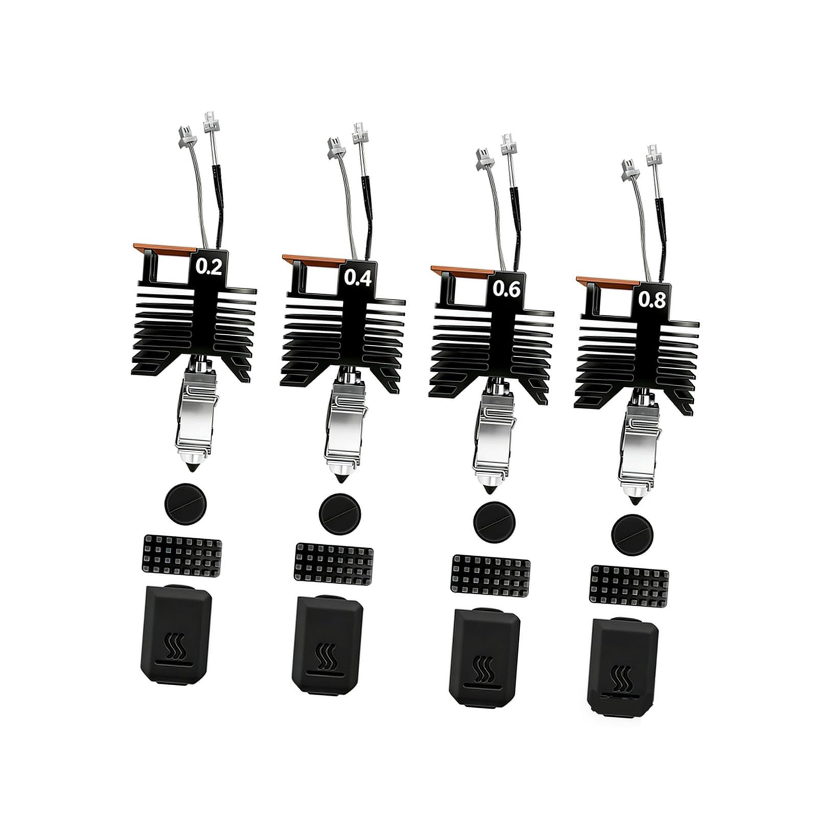 Asixxsix Hotend-Kit, 48-W-Keramik-Hochgeschwindigkeits-Hotend für 3D-Drucker, Düse aus Gehärtetem Stahl mit 0,2 Mm, 0,4 Mm, 0,6 und 0,8 Düsen für Snapmaker U1