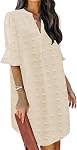 JOCAFIYE Womens Dresses V Neck Short Sleeve Solid Casual Shift Dress for Women 2026