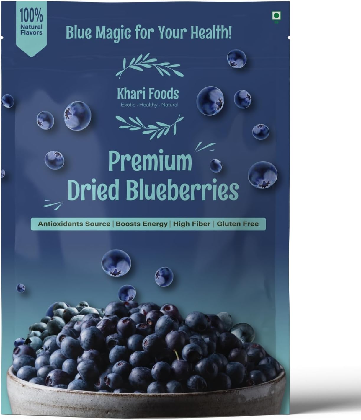 Khari Foods Dried Seedless Blueberries 150g, Rich in Fibre, Vitamins, Healthy Snacks