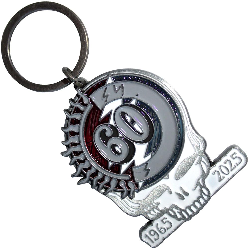 Rock Off officially licensed products Grateful Dead 60th Anniversary Skull Keyring Keychain One Size